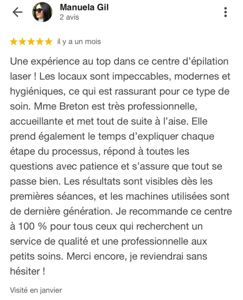 Avis client | Centre de Laser l’Étoile La Ciotat