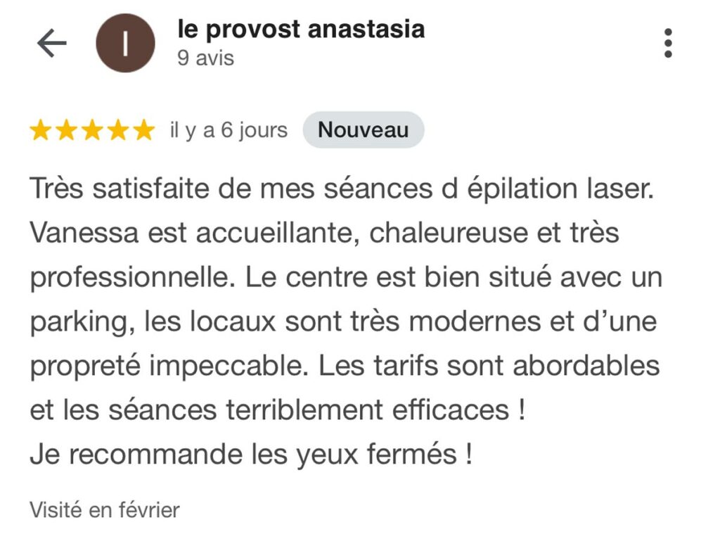 Avis client | Centre de Laser l’Étoile La Ciotat