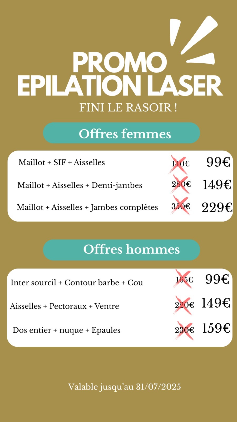Promotion épilation laser juillet 2025 | Centre de Laser l’Étoile La Ciotat